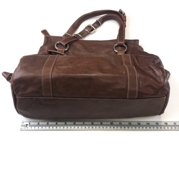 L’Incontro brown leather double handle handbag silver hardware - Picture 6 of 12